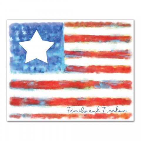 Watercolor Family Freedom Flag 16x20 Canvas Wall Art