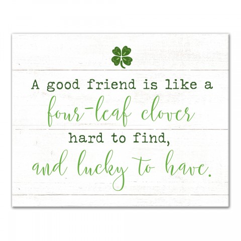 Green Four Leaf Clover Friend 16x20 Canvas Wall Art