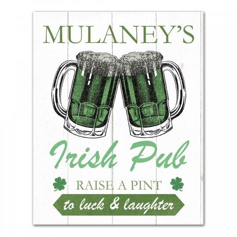 Green Family Irish Pub Mugs 16x20 Personalized Canvas Wall Art