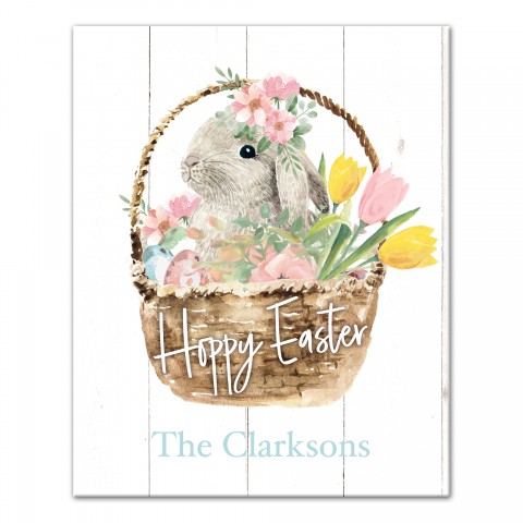 Easter Bunny Basket 16x20 Personalized Canvas Wall Art