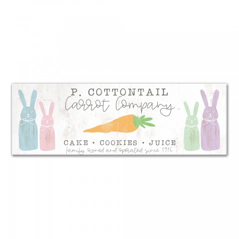 Whimsy Cottontail Carrot Co 12x36 Canvas Wall Art