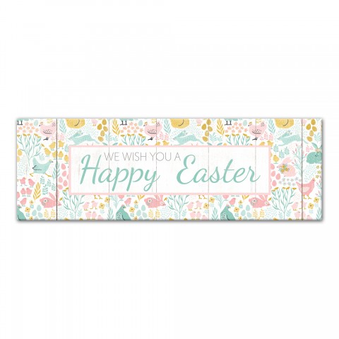 Happy Easter Whimsy Pattern 12x36 Canvas Wall Art