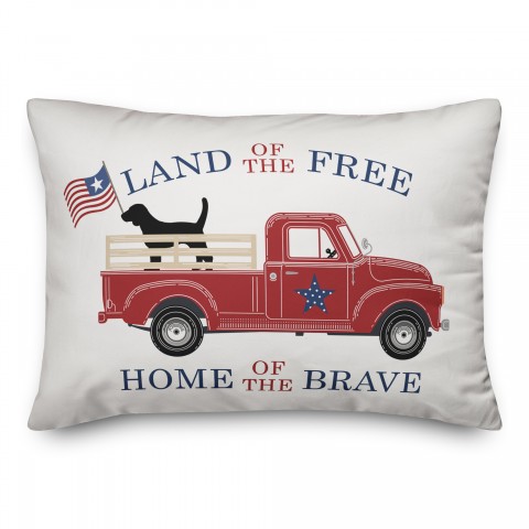 Land Free Home Brave Dog Truck 14x20 Spun Poly Pillow