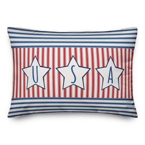USA Stripes and Stars 14x20 Spun Poly Pillow