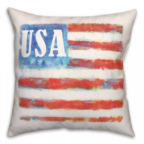 Watercolor Family Freedom Flag 18x18 Spun Poly Pillow