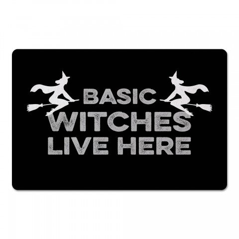 Black Basic Witches Live Here 27x18 Floor Mat