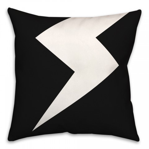 Black and White Lightning Bolt 18x18 Spun Poly Pillow