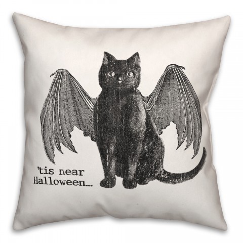 Tis Near Halloween Vampire Cat 18x18 Spun Poly Pillow