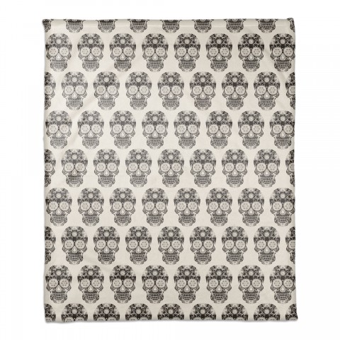Sugar Skull Black and White Pattern 50x60 Coral Fleece Blanket