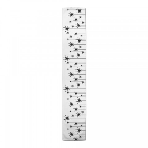 Black and White Spider Pattern  16x90 Poly Twill Table Runner