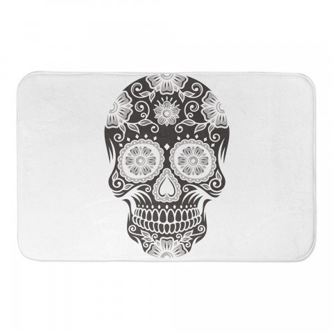 Black and White Sugar Skull 34x21 Bath Mat