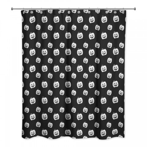 Black and White Pumpkins Pattern 71x74 Shower Curtain