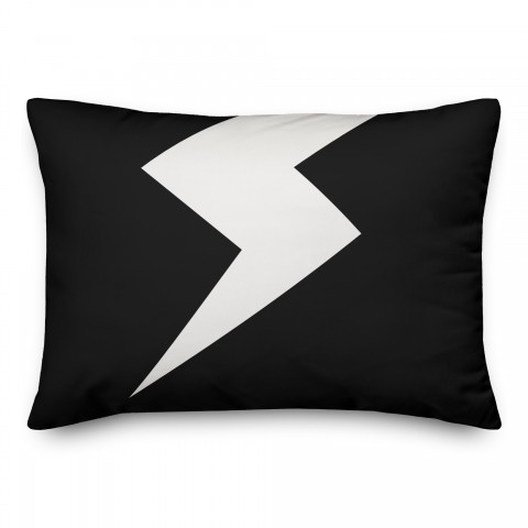 Black and White Lightning Bolt 14x20 Spun Poly Pillow