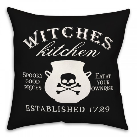 Black and White Witches Kitchen 18x18 Spun Poly Pillow