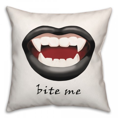 Bite Me Vampire Mouth  18x18 Spun Poly Pillow