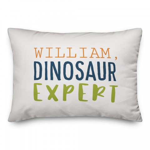 Dinosaur Expert with Name 14x20 Personalized Spun Poly Pillow