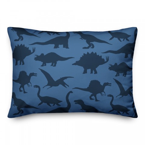 Dinosaur Pattern on Navy and Blue 14x20 Spun Poly Pillow
