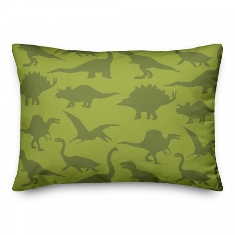 Dinosaur Pattern on Navy and Lime 14x20 Spun Poly Pillow