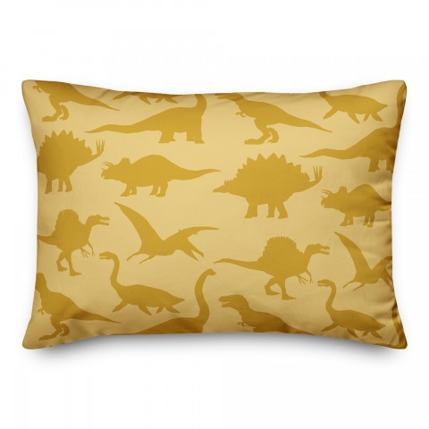 Dinosaur Pattern on Yellow and Yellow 14x20 Spun Poly Pillow