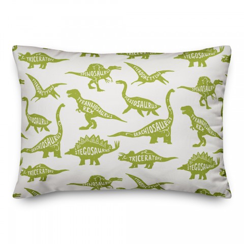 Dinosaurs with Names Green 14x20 Spun Poly Pillow