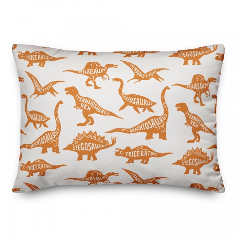 Dinosaurs with Names Orange 14x20 Spun Poly Pillow