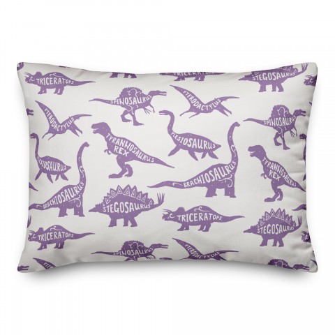 Dinosaurs with Names Purple 14x20 Spun Poly Pillow