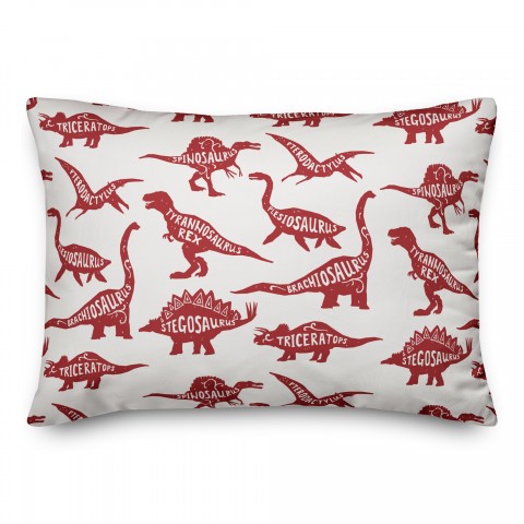 Dinosaurs with Names Red 14x20 Spun Poly Pillow