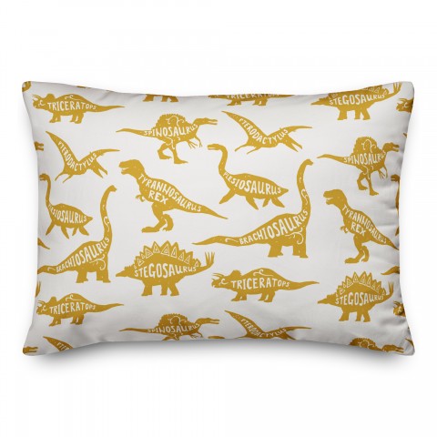 Dinosaurs with Names Yellow 14x20 Spun Poly Pillow