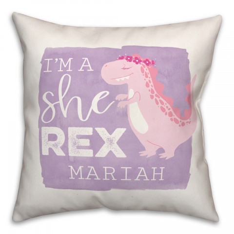 I'm a T-Rex Purple Dino Name 18x18 Personalized Spun Poly Pillow