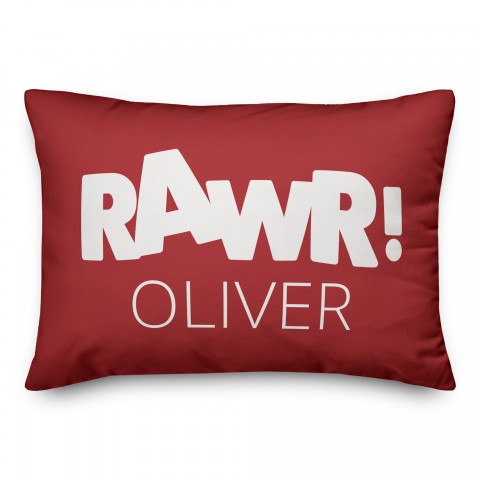 Rawr Red and White Dinosaur 14x20 Personalized Spun Poly Pillow
