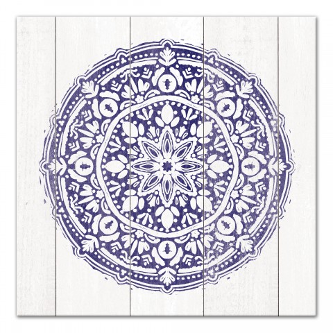 Distressed Navy Medallion 20x20 Canvas Wall Art