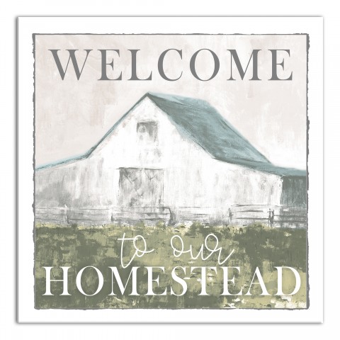 Welcome Homestead Barn 20x20 Canvas Wall Art