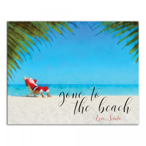 Santa Has Gone to the Beach 11x14 Canvas Wall Art