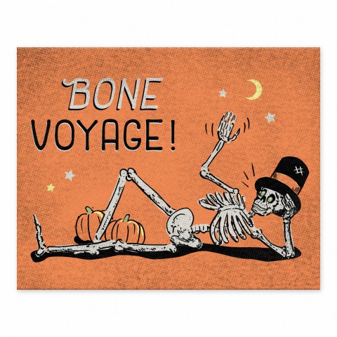Bone Voyage Retro Skeleton on Orange 8x10 Tabletop Canvas