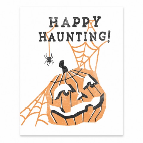 Mid Mod Pumpkin Happy Haunting 8x10 Tabletop Canvas