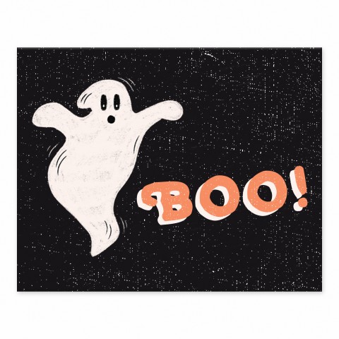 Retro Ghost Boo 8x10 Tabletop Canvas
