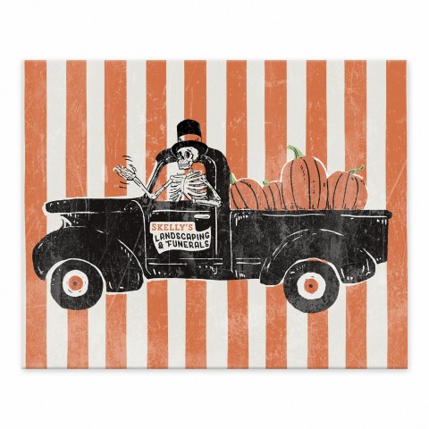 Skellys Landscaping Truck Retro with Stripes 8x10 Tabletop Canvas
