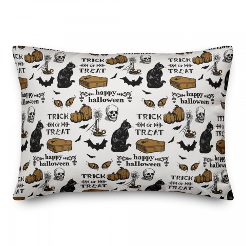 Amber and Black Vintage Halloween Pattern 14x20 Spun Poly Pillow