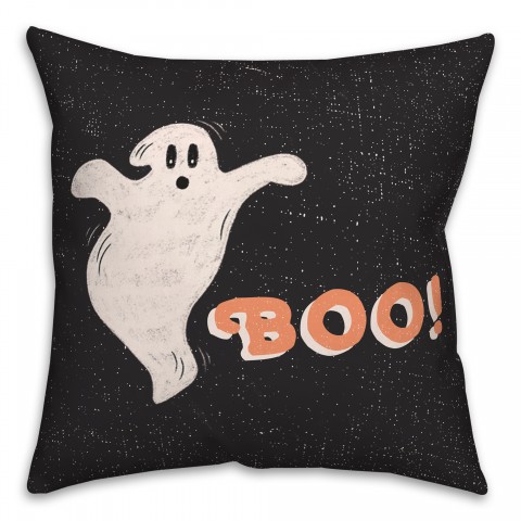 Retro Ghost Boo 18x18 Spun Poly Pillow