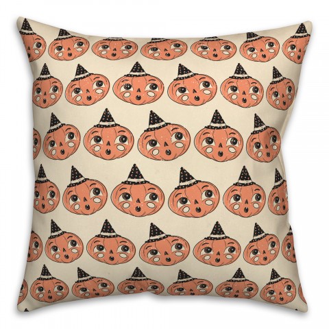 Retro Pumpkin Pattern 18x18 Spun Poly Pillow