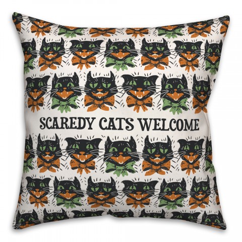 Scaredy Cats Pattern 18x18 Spun Poly Pillow