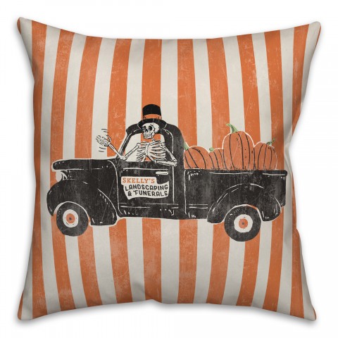 Skellys Landscaping Truck Retro with Stripes 18x18 Spun Poly Pillow