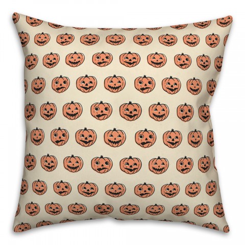 Trick or Treat Pumpkins Pattern 18x18 Spun Poly Pillow