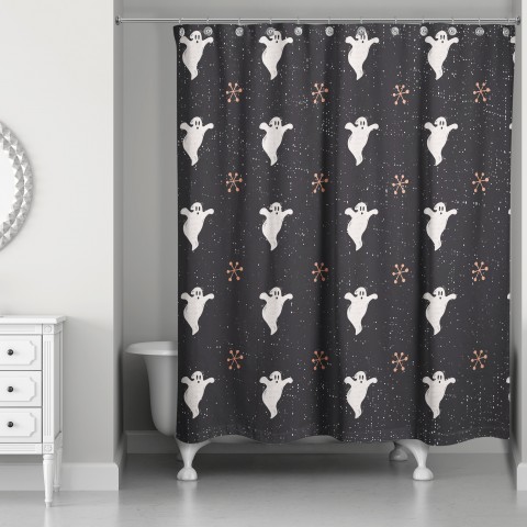 Retro Ghost Pattern 71x74 Shower Curtain