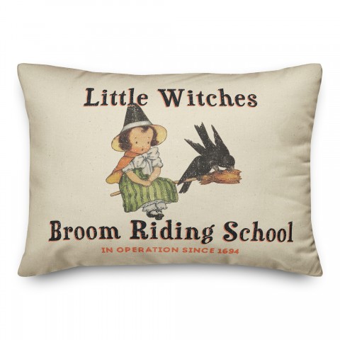 Lil Witch Broom Riding School 14x20 Spun Poly Pillow