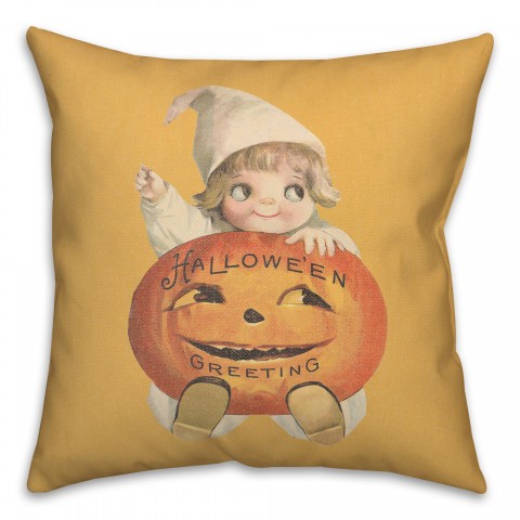 Halloween Pumpkin Child 18x18 Spun Poly Pillow
