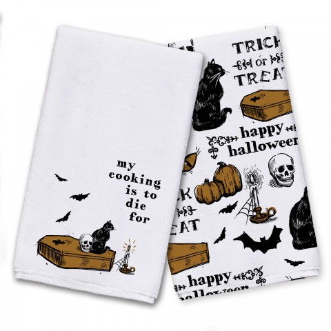 Amber and Black Vintage Halloween Pattern Textiles Collection