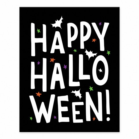 Happy Halloween Bats and Stars 8x10 Tabletop Canvas