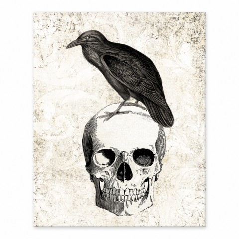 Raven with Skull 8x10 Tabletop Canvas