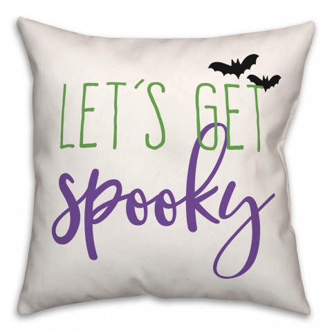 Lets Get Spooky Green and Purple 18x18 Spun Poly Pillow